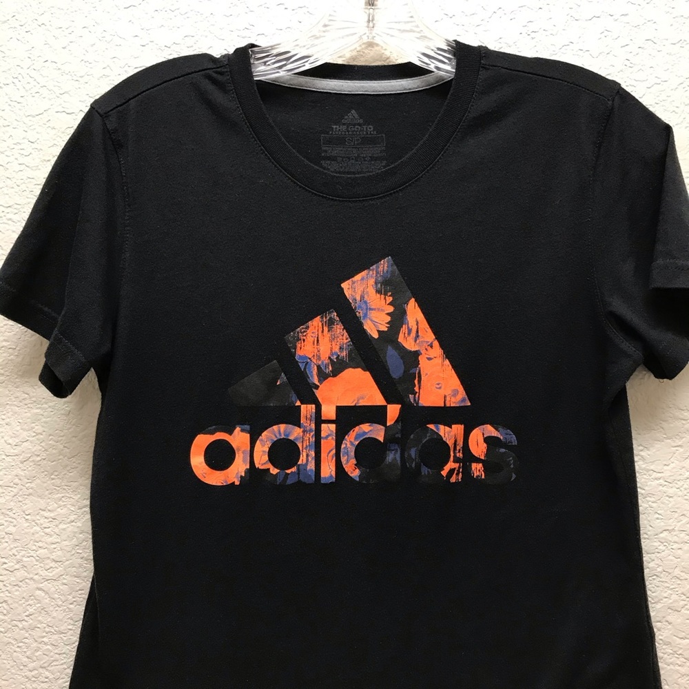 Adidas Floral Logo Basic Tee Small - image 2